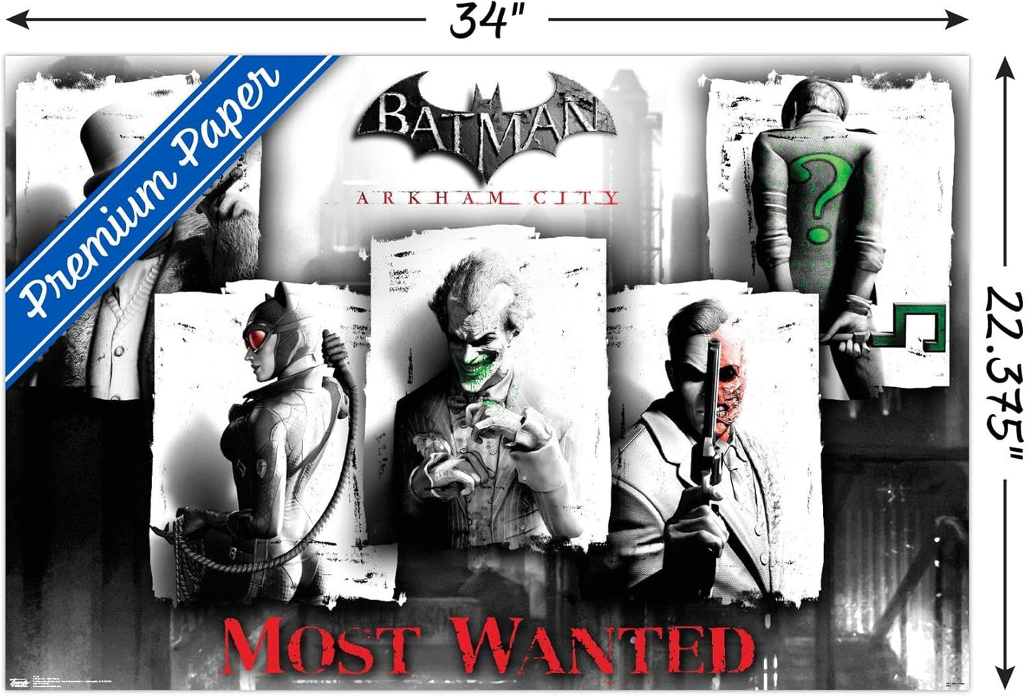 DC Comics Video Game - Arkham City - Most Wanted Wall Poster, 22.375" X 34", Premium Unframed Version