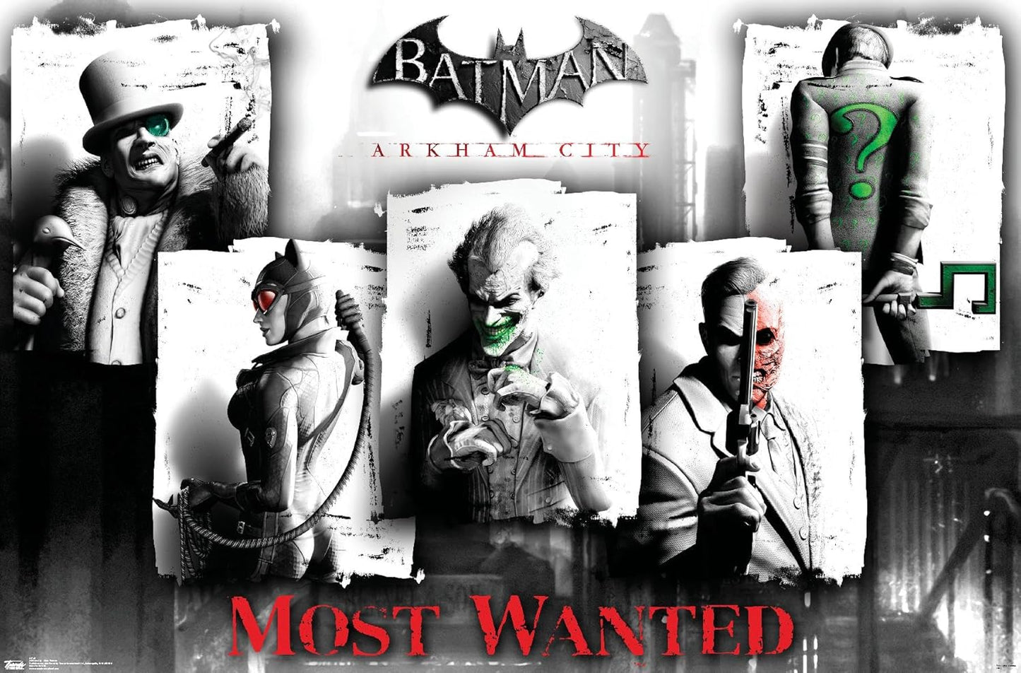 DC Comics Video Game - Arkham City - Most Wanted Wall Poster, 22.375" X 34", Premium Unframed Version