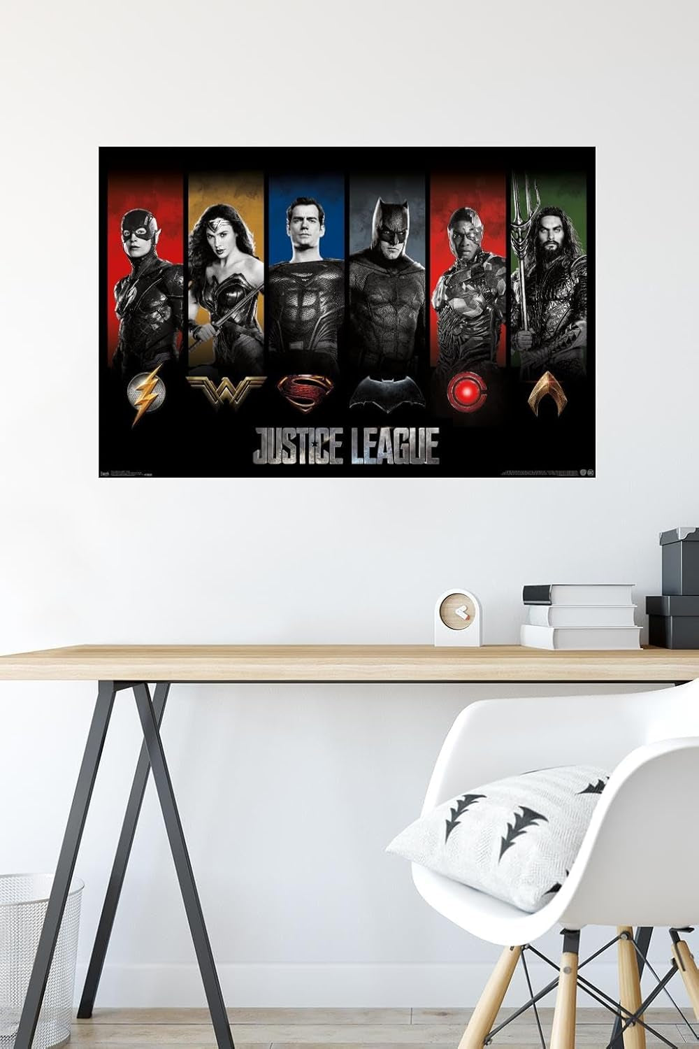 DC Comics Movie - Justice League - Heroes and Logos Wall Poster, 22.375" X 34", Premium Unframed Version