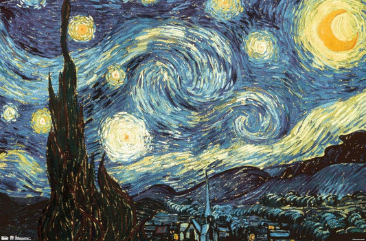 the Starry Night by Vincent Van Gogh Wall Poster, 22.375" X 34", Unframed Version