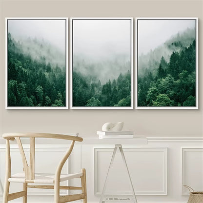 3PCS Natural Mountain Green Forest Canvas Wall Art Painting for Bedroom Office Living Room Posters and Prints Pictures Frameless