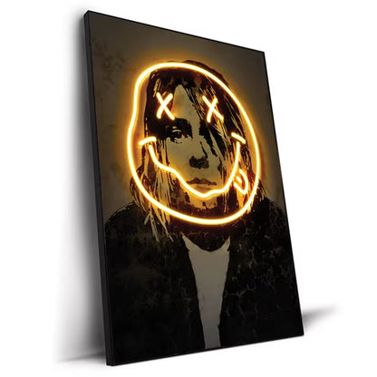 Abstract Neon Design Rapper Star Posters 2Pac Hip Hop Singers Wall Art Pictures Graffiti Canvas Painting Home Room Bar Decor