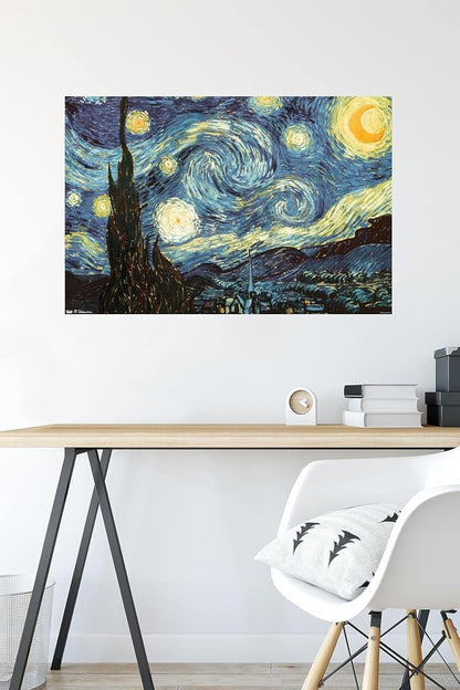 the Starry Night by Vincent Van Gogh Wall Poster, 22.375" X 34", Unframed Version