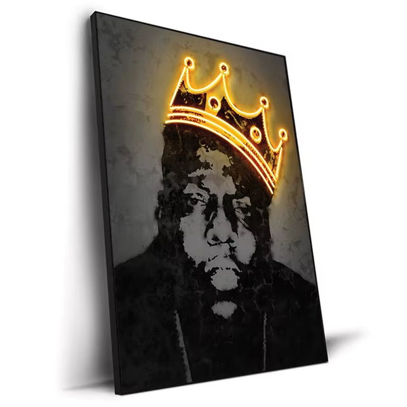 Abstract Neon Design Rapper Star Posters 2Pac Hip Hop Singers Wall Art Pictures Graffiti Canvas Painting Home Room Bar Decor