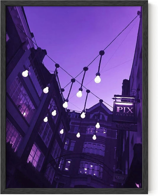 Black and Purple Wall Decor Neon Poster - Wall Posters Aesthetic Purple, Wall Art for Bedroom, Cute Posters for Room Aesthetic Wall Decor College Prints for Dorms Unframed 12"X16"