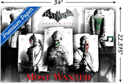 DC Comics Video Game - Arkham City - Most Wanted Wall Poster, 22.375" X 34", Premium Unframed Version