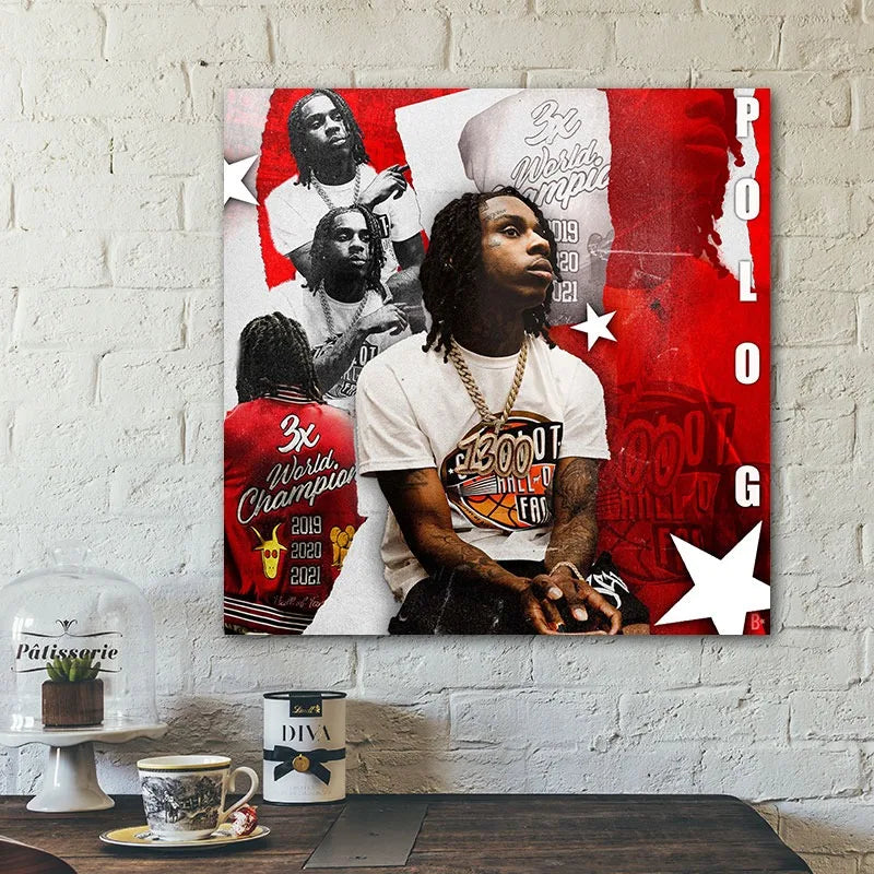 BIGIMAGE Fashion Hip Hop Star Posters Rapper Singer Portrait Canvas Paintings Cardboard Framed Wall Art Digital Printing Legend