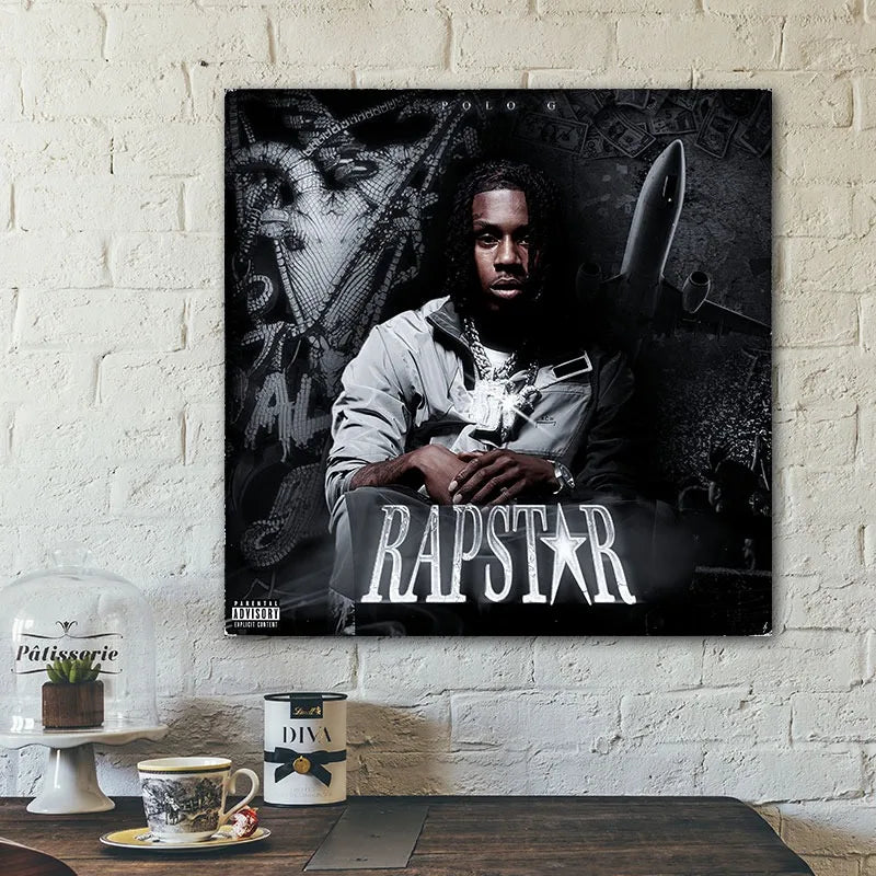 BIGIMAGE Fashion Hip Hop Star Posters Rapper Singer Portrait Canvas Paintings Cardboard Framed Wall Art Digital Printing Legend