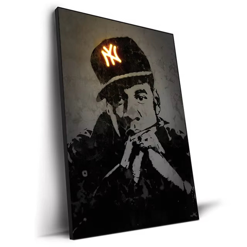 Abstract Neon Design Rapper Star Posters 2Pac Hip Hop Singers Wall Art Pictures Graffiti Canvas Painting Home Room Bar Decor