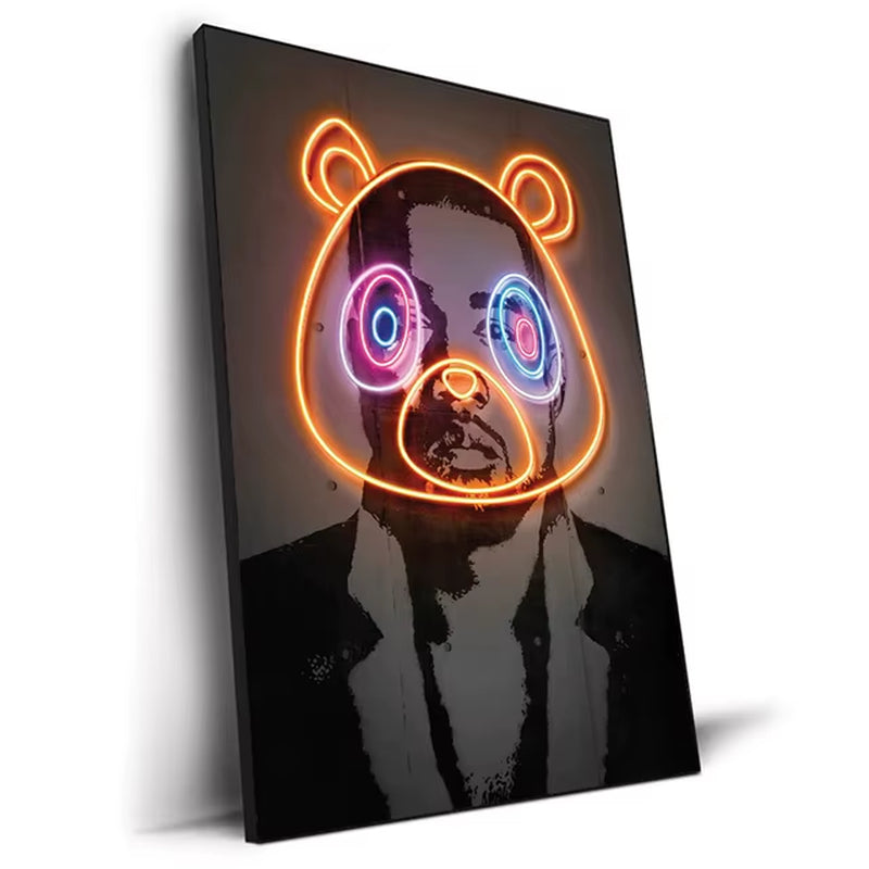 Abstract Neon Design Rapper Star Posters 2Pac Hip Hop Singers Wall Art Pictures Graffiti Canvas Painting Home Room Bar Decor