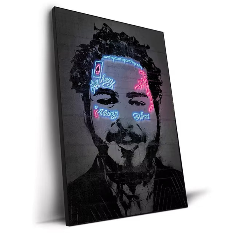 Abstract Neon Design Rapper Star Posters 2Pac Hip Hop Singers Wall Art Pictures Graffiti Canvas Painting Home Room Bar Decor