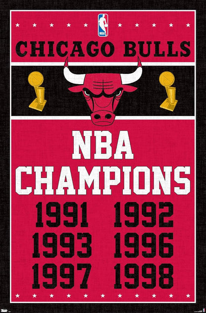 Chicago Bulls Champions Wall Poster 22.375" X 34"