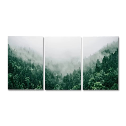 3PCS Natural Mountain Green Forest Canvas Wall Art Painting for Bedroom Office Living Room Posters and Prints Pictures Frameless